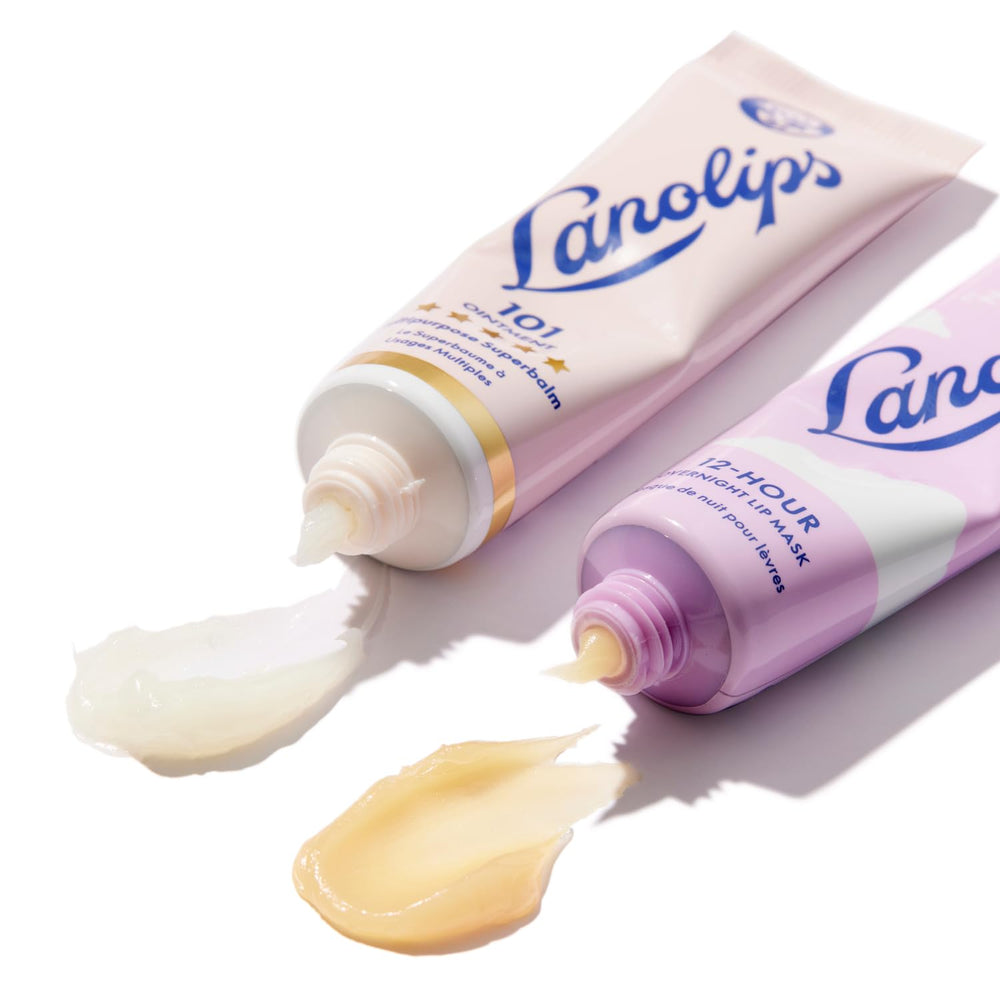 Lanolips 101 Ointment closeup on fingertip demonstrating dense protective barrier