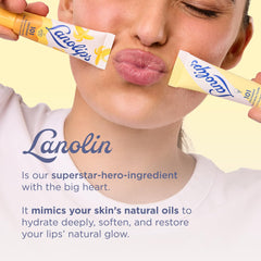 Lanolips being applied to lips for immediate softening and protective barrier