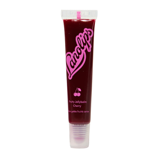 Lanolips cherry jar front view showing compact tin and cherry tint benefit