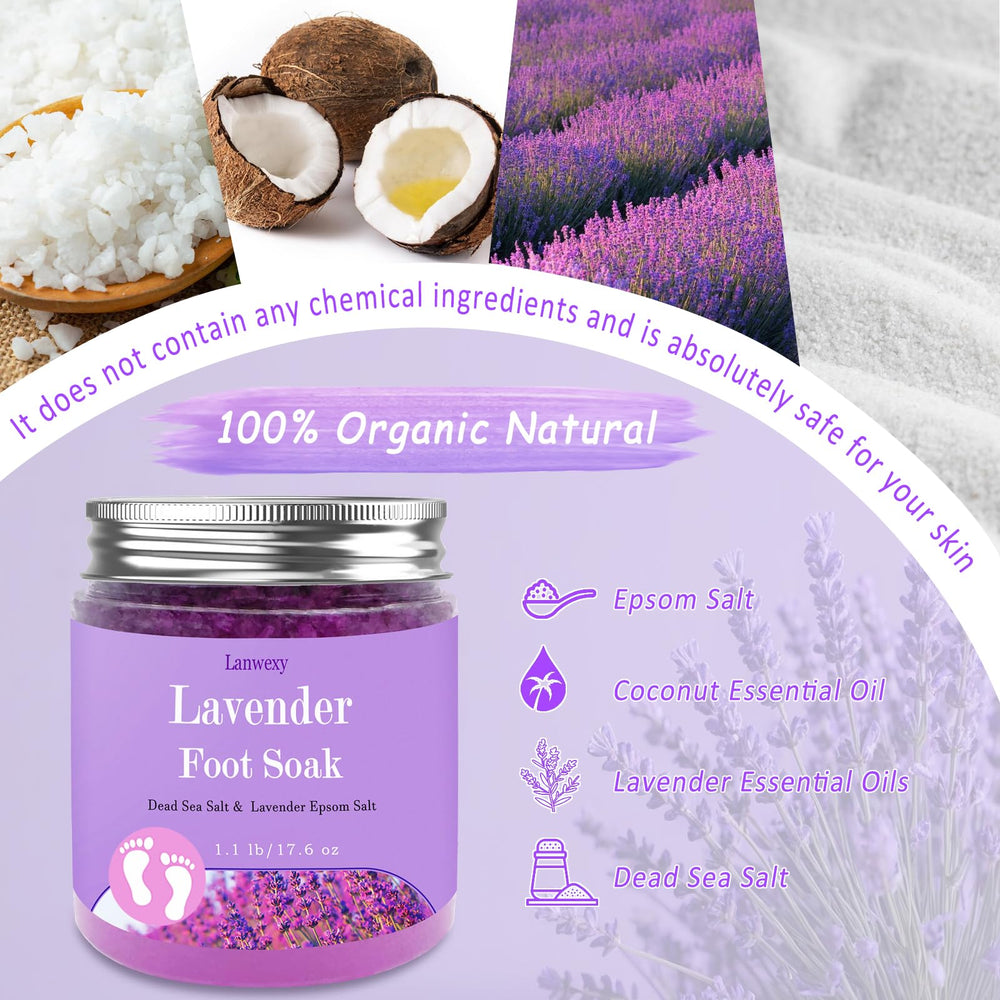 Lanwexy foot soak dissolving in basin, demonstrates soothing at-home use