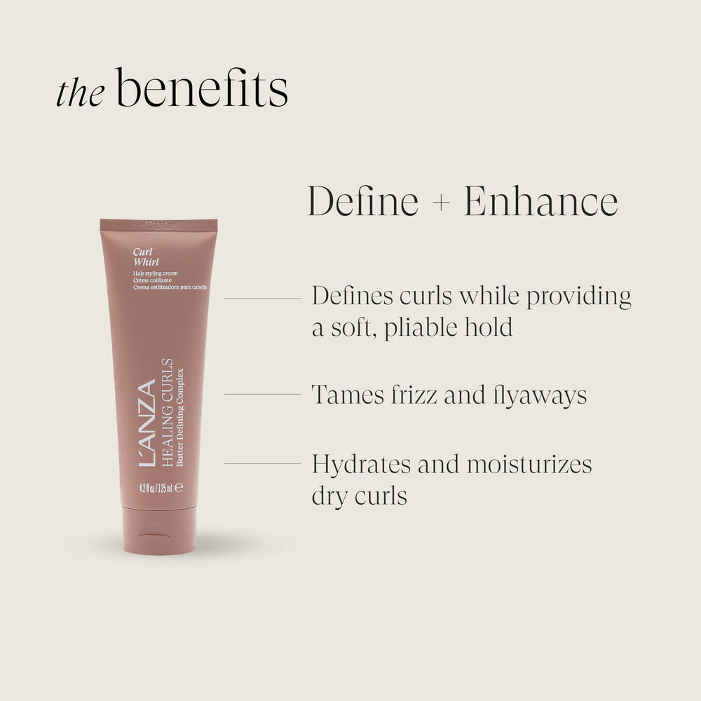 L’ANZA applying cream to damp curls for hydration and improved definition