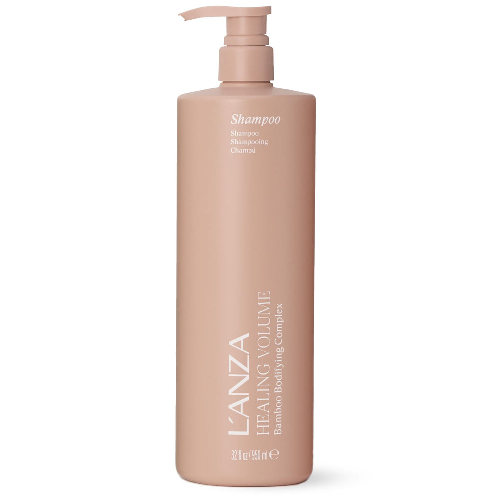 L’ANZA front bottle shot showing volumizing shampoo that delivers body