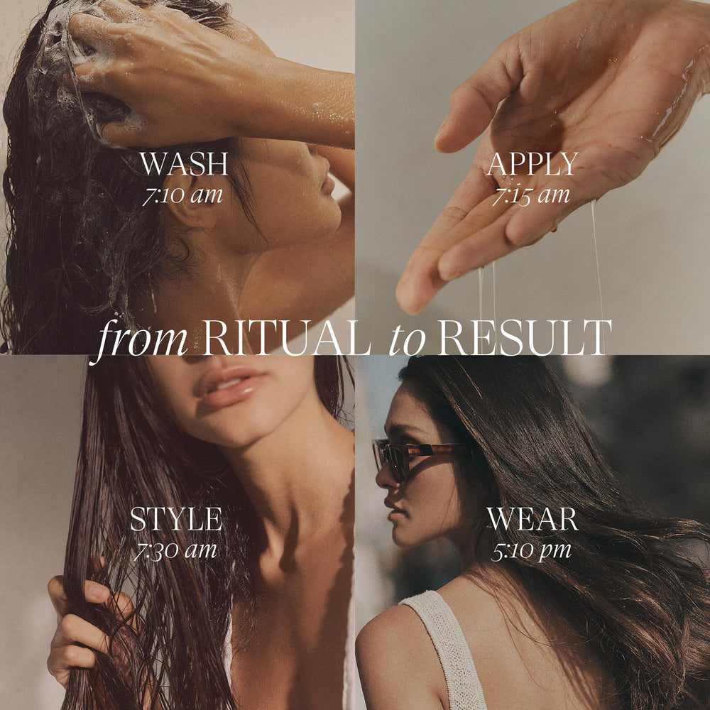 L’ANZA finished shiny ends demonstrating frizz control and gloss