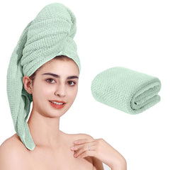 Laojbaba front view wrap in green showing full towel coverage and shape