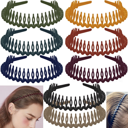 LAPOHI front view of eight skinny headbands showing tidy pack and convenience