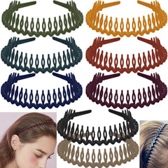 LAPOHI front view of eight skinny headbands showing tidy pack and convenience