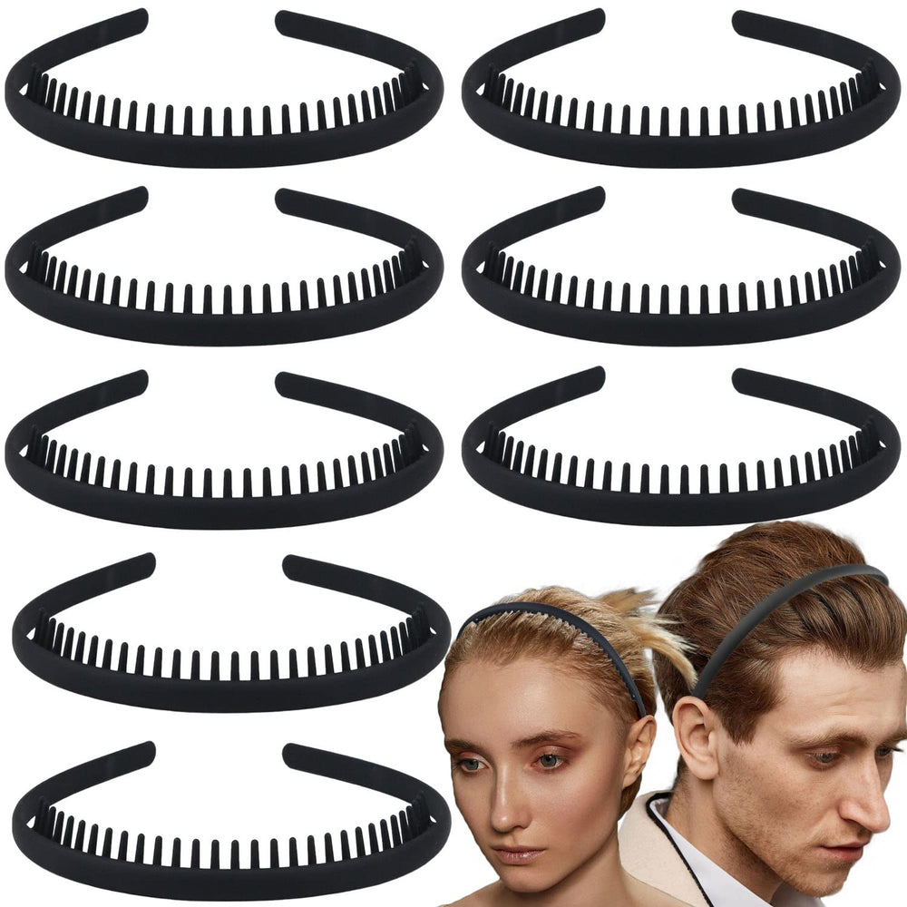 LAPOHI front view of eight matte black headbands showing compact pack and neat finish