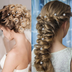 LAPOHI spiral pin in bridal updo demonstrating secure hold and instant sparkle