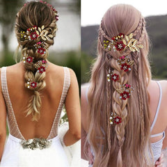 LAPOHI model wearing hair pins and comb in a wedding hairstyle, polished look benefit