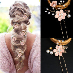 LAPOHI hair pins placed in an updo demonstrating elegant bridal styling