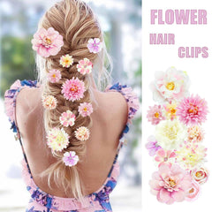 LAPOHI small floral buds clipped into braid showing delicate festival styling benefit