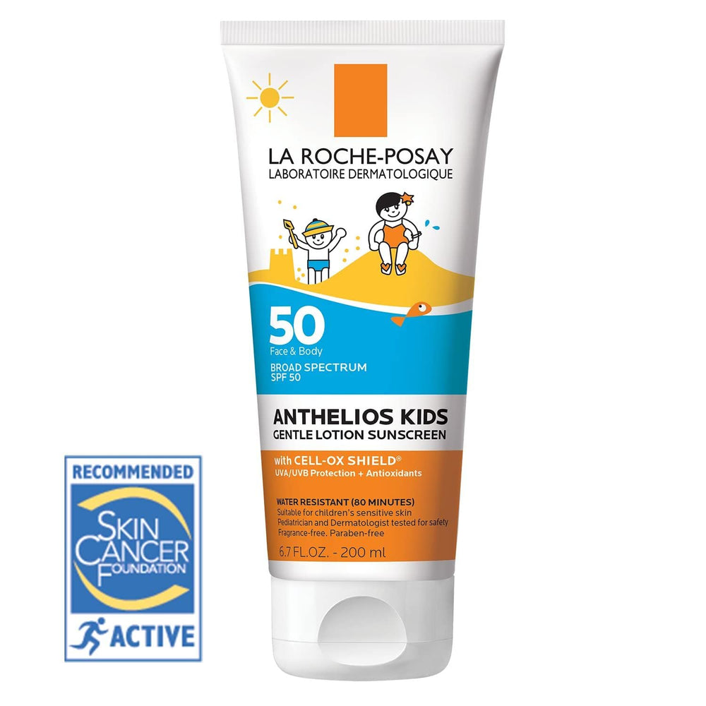 La Roche-Posay bottle front view showing SPF 50 protection for kids