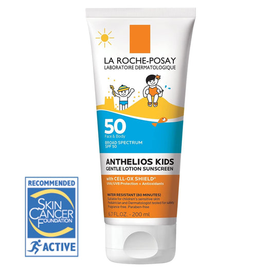 La Roche-Posay bottle front view showing SPF 50 protection for kids