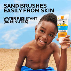 La Roche-Posay water droplets on skin demonstrating 80 minute water resistance