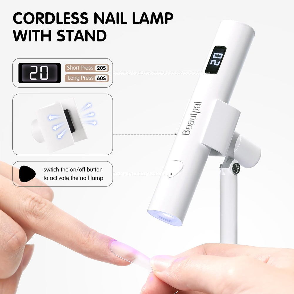 Larvall BEAUTPAL curing a gel nail closeup for even, quick results