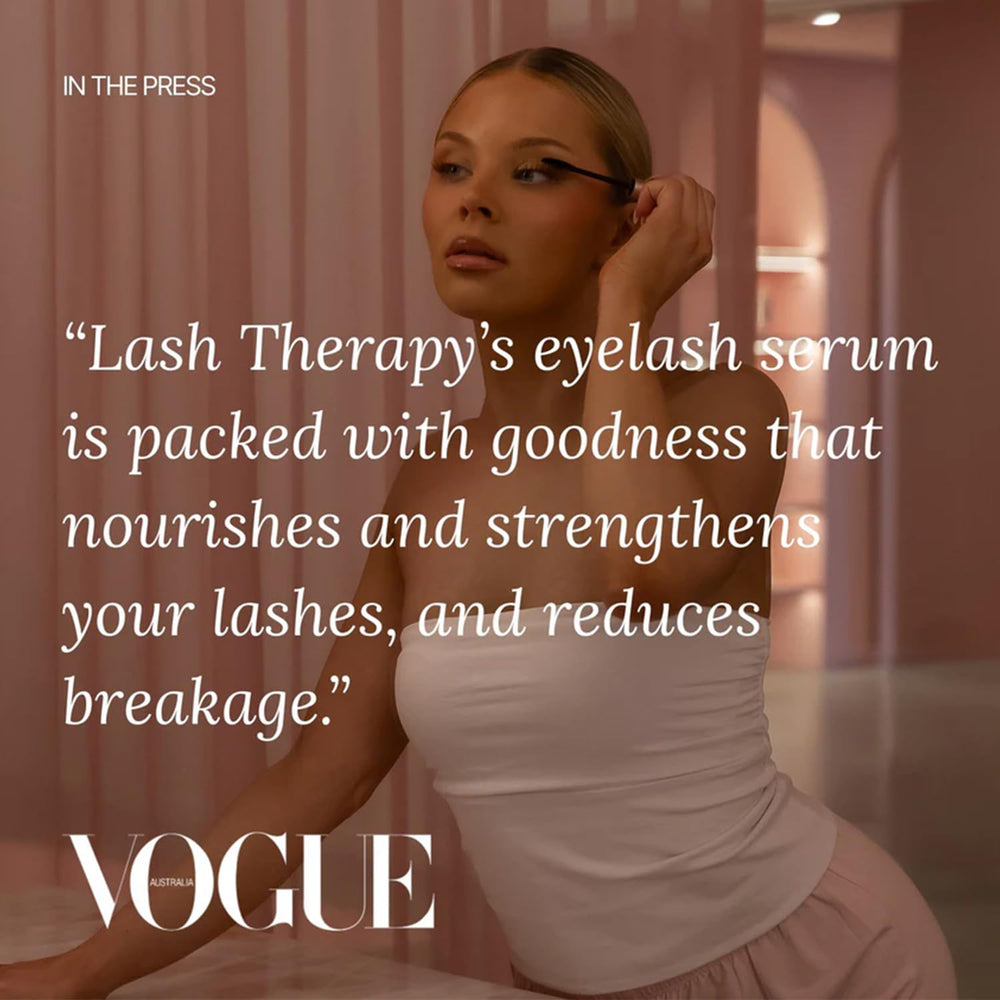 Lash Therapy Australia ingredient label close-up highlighting pumpkin seed and biotin for nourishing benefit