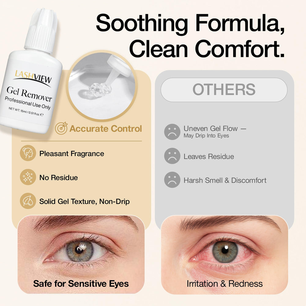 LASHVIEW applicator applying gel to lash base for targeted adhesive removal benefit