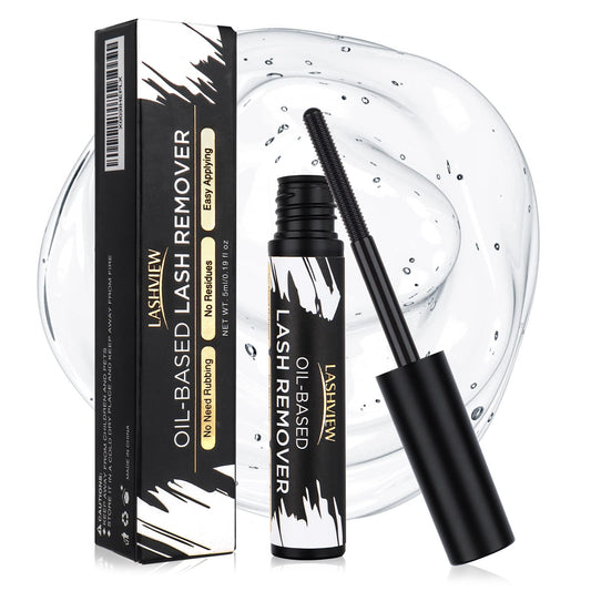 LASHVIEW front packaging showing compact 5ML remover and benefits