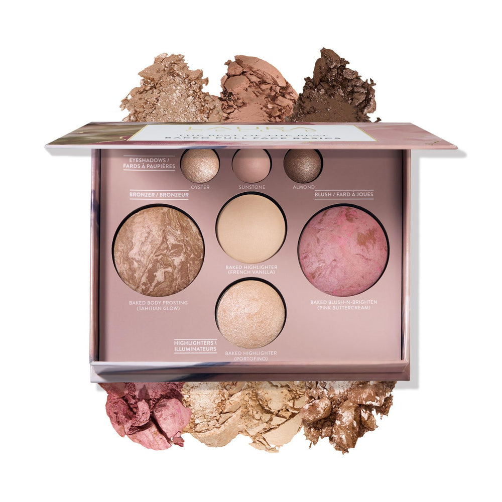 LAURA GELLER NEW YORK palette front view showing compact and branding for travel convenience