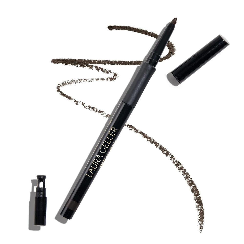 LAURA GELLER NEW YORK front packaging showing Brown Sugar eyeliner benefit: travel-ready precision