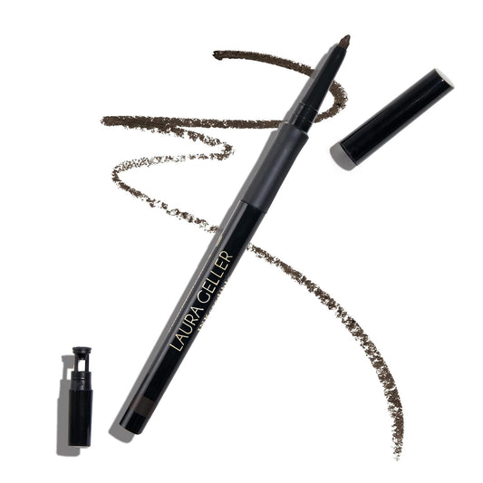 LAURA GELLER NEW YORK front packaging showing Brown Sugar eyeliner benefit: travel-ready precision