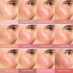 LAURA GELLER blush applied with brush on model cheek for lifted look