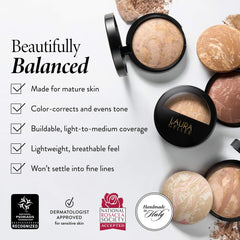 LAURA GELLER compact open with brush illustrating ready-to-use convenience