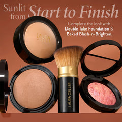 LAURA GELLER compact next to coin showing size and travel-friendly benefit
