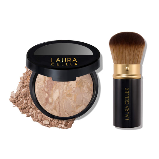 LAURA GELLER compact front showing neat packaging and portable design benefit