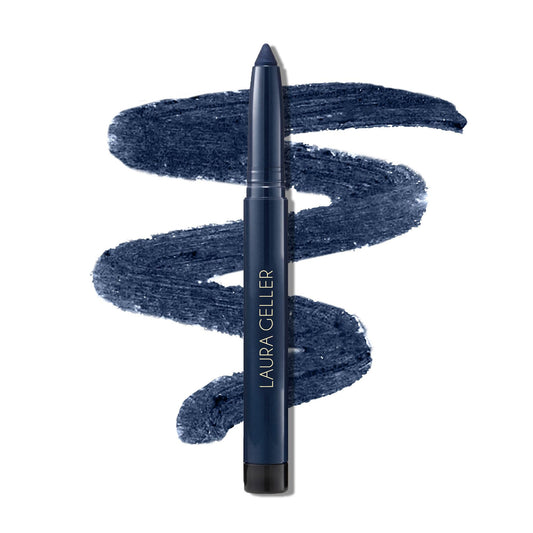 LAURA GELLER NEW YORK front view of Denim pencil showing full packaging and color payoff