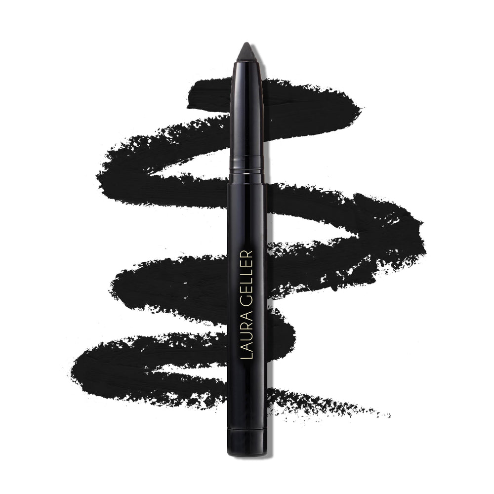 LAURA GELLER NEW YORK pencil front view showing sleek barrel and Deep Black finish for bold lines