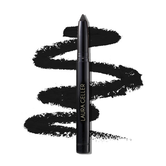 LAURA GELLER NEW YORK pencil front view showing sleek barrel and Deep Black finish for bold lines