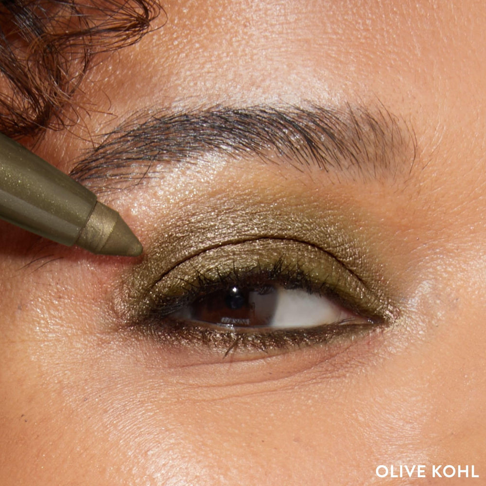 LAURA GELLER NEW YORK olive kohl swatch on skin demonstrating intense, blendable pigment