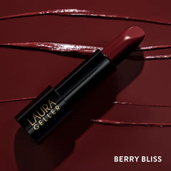 LAURA GELLER swatch of lipstick texture on skin demonstrating rich pigment payoff