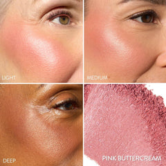 LAURA GELLER New York opened pan revealing Pink Buttercream blush for easy touch-ups