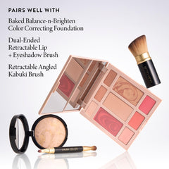 LAURA GELLER palette inside a handbag ready for touch-ups on the go benefit