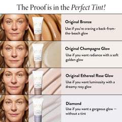 LAURA GELLER bottle next to foundation showing primer prepping skin benefit