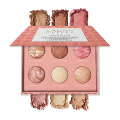 LAURA GELLER palette open showing six baked pans for versatile face color