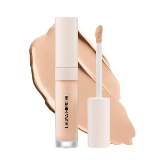 Laura Mercier concealer tube front view showing compact packaging and brand benefit