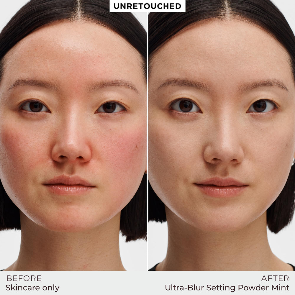 Laura Mercier powder texture closeup revealing ultra-fine, blurring particles
