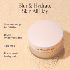 Laura Mercier powder on brush demonstrating soft blendability benefit