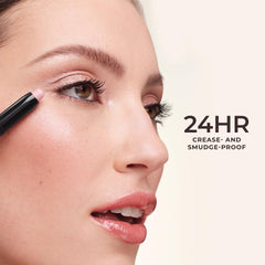 Laura Mercier stick application on eyelid showing easy blending and crease resistance