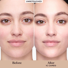 Laura Mercier texture close-up drops showing dewy consistency and easy blending