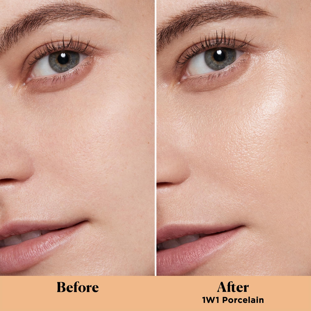 Laura Mercier cream texture swipe demonstrating lightweight, blendable finish