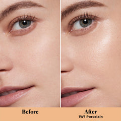 Laura Mercier cream texture swipe demonstrating lightweight, blendable finish