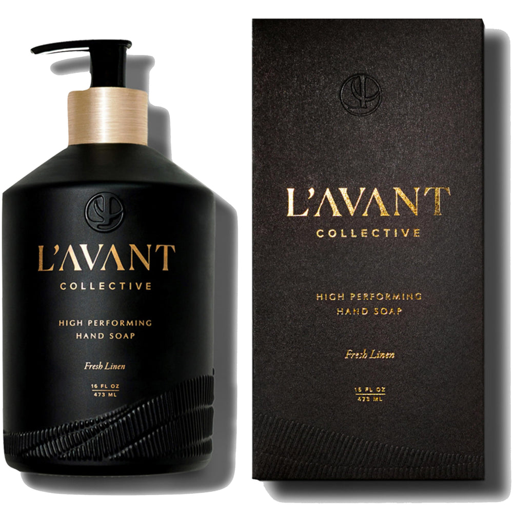 L'AVANT Collective front bottle view showing elegant glass and scent