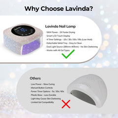 Lavinda compact lamp beside travel bag showing portability for mobile techs benefit