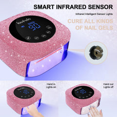 lavinda hand inside lamp with infrared sensor activating hands-free curing