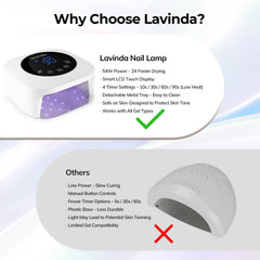 Lavinda curing toenails inside chamber demonstrating spacious fit benefit