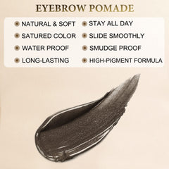 LAVONE eyebrow pomade jar close-up showing texture and buildable coverage benefit